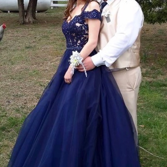 Navy Blue Prom Dress - Picture 2 of 5